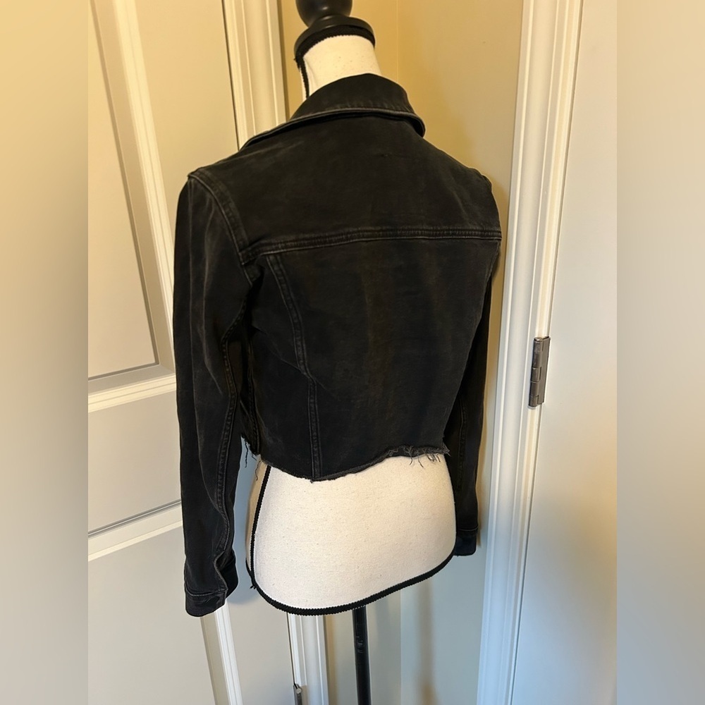 Hollister black distressed Denim Women's jean Jacket croppes - Picture 3 of 4